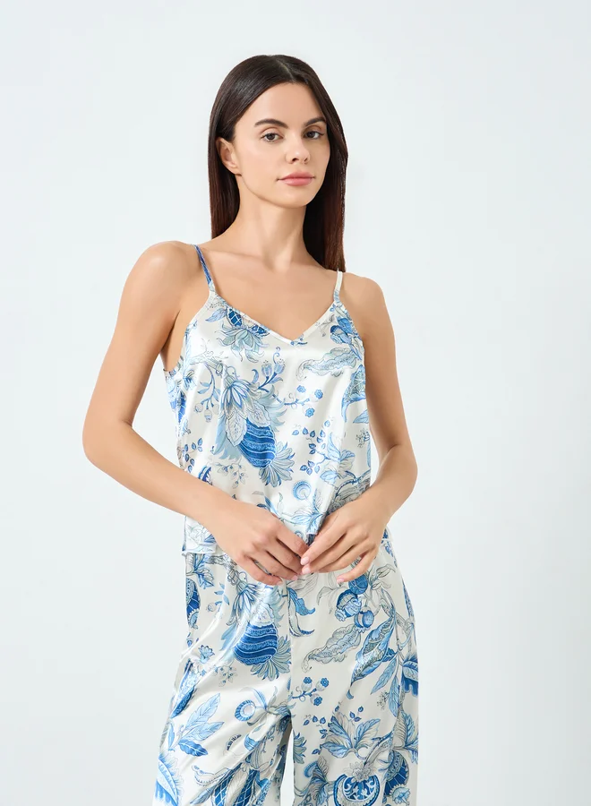 Take Two Women Floral Printed Cami Top and Pyjama Set